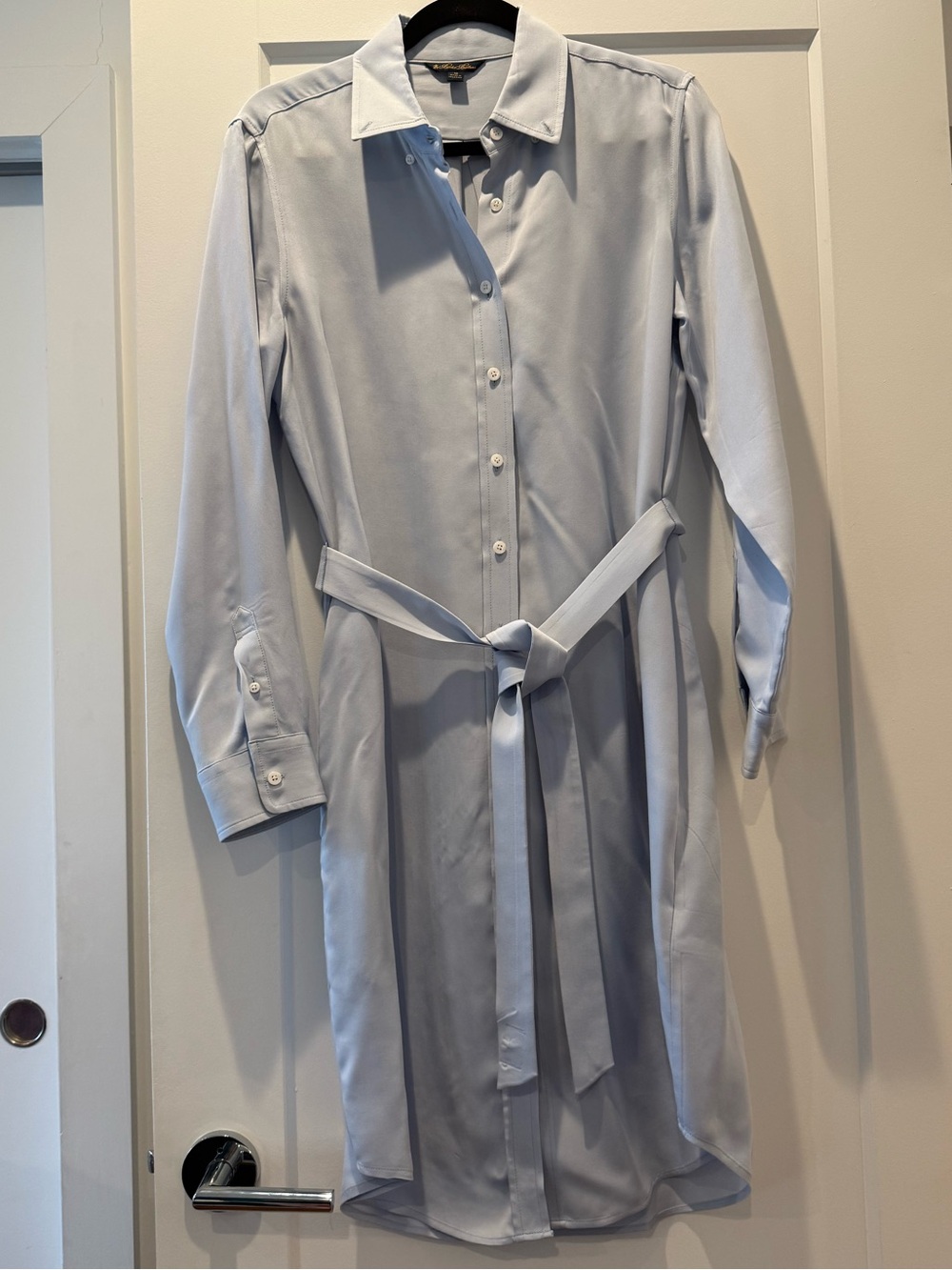 Brooks Brothers Light Blue Long Sleeve Shirt Dress with Waist Tie